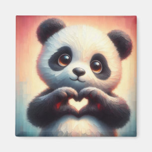 Imán Hermoso corazón de amor Panda