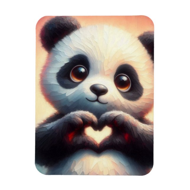 Imán Hermoso corazón de amor Panda (Vertical)