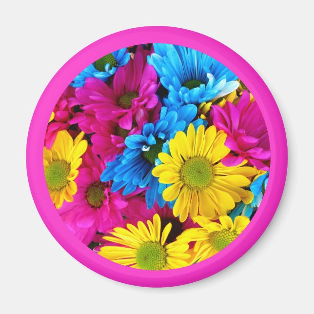 Imán Hermoso diseño de círculo floral con flores hermos (Frente)