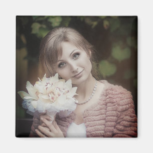 Imán Hermoso efecto retro vintage mujeres jóvenes con b