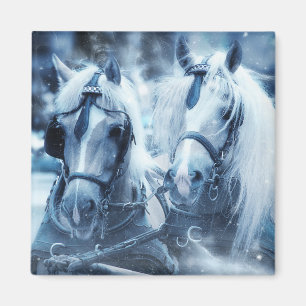 Imán Hermoso equipo de caballos foto de invierno