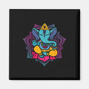 Imán Hermoso Ganesha en Mandala de Meditación de Loto d