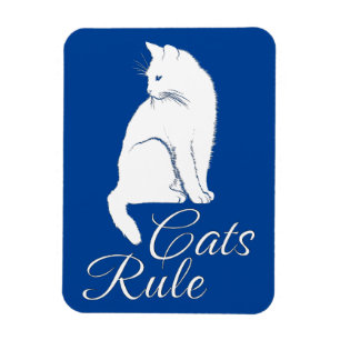 Imán Hermoso Gato Blanco Sentado con el Texto "Los Gato