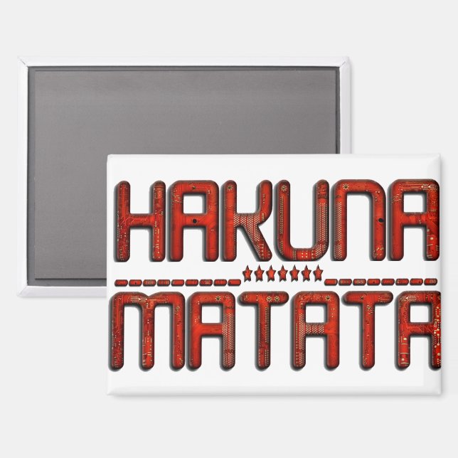 Imán Hermoso Grabado en relieve asombroso Rojo Hakuna M (Anverso/Reverso)