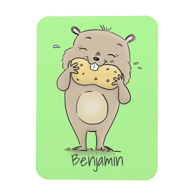 Imán Hermoso hámster sonriente lindo con personalizado  (Vertical)