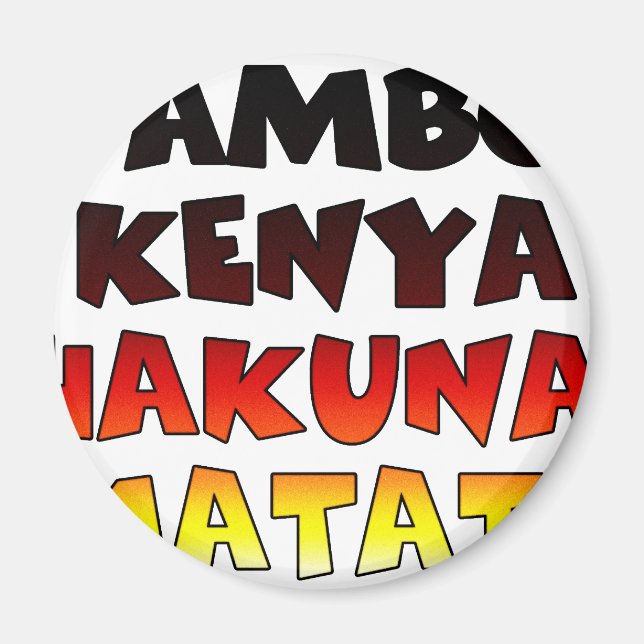Imán Hermoso Jambo Kenya Hakuna Matata Agradable Arte (Frente)