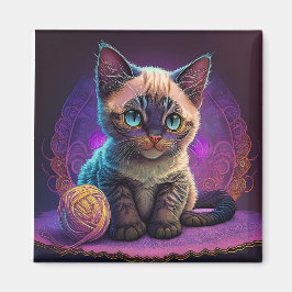 Imán Hermoso Kitty Con Yarn Ball