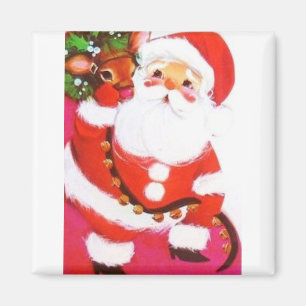 Imán Hermoso mod Santa & reno de la época de mediados d