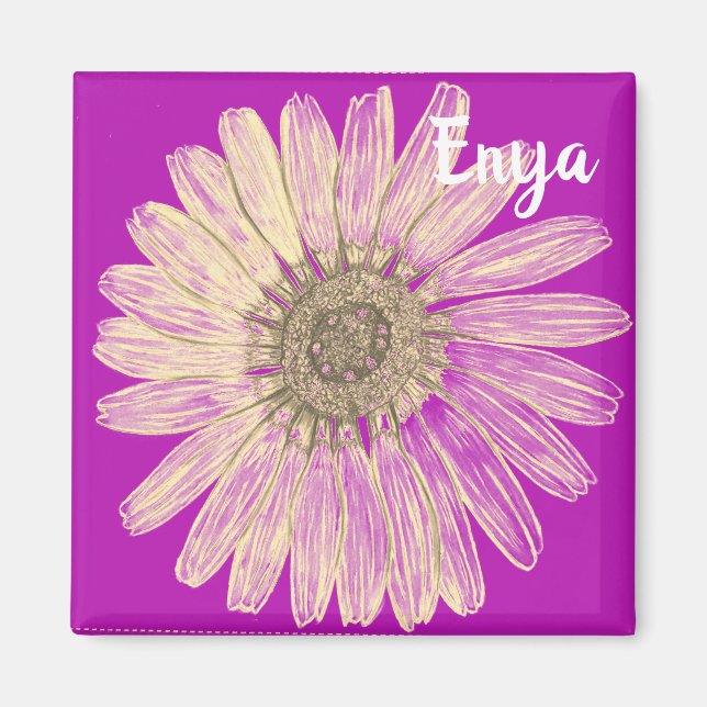 Imán Hermoso nombre personalizado de flor (Frente)