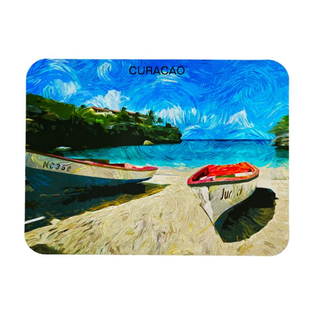 Imán Hermoso paisaje de Isla Tropical de Curacao (Horizontal)