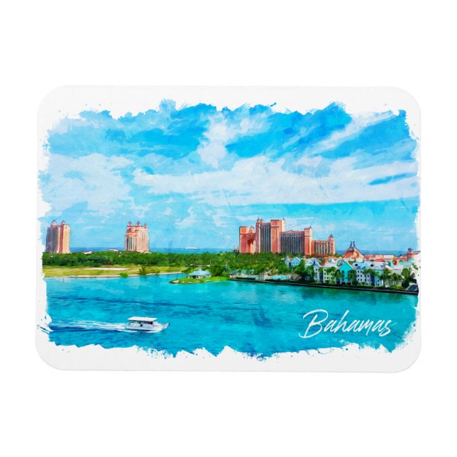 Imán Hermoso paisaje de vacaciones caribeñas en Bahamas (Horizontal)