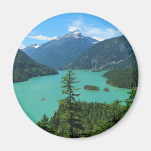 Imán Hermoso paisaje del lago de montaña en Washington