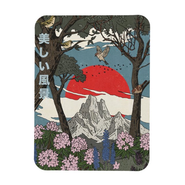 Imán Hermoso paisaje japonés (Vertical)