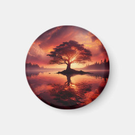 Imán Hermoso Paisaje Sunset Con Reflexiones