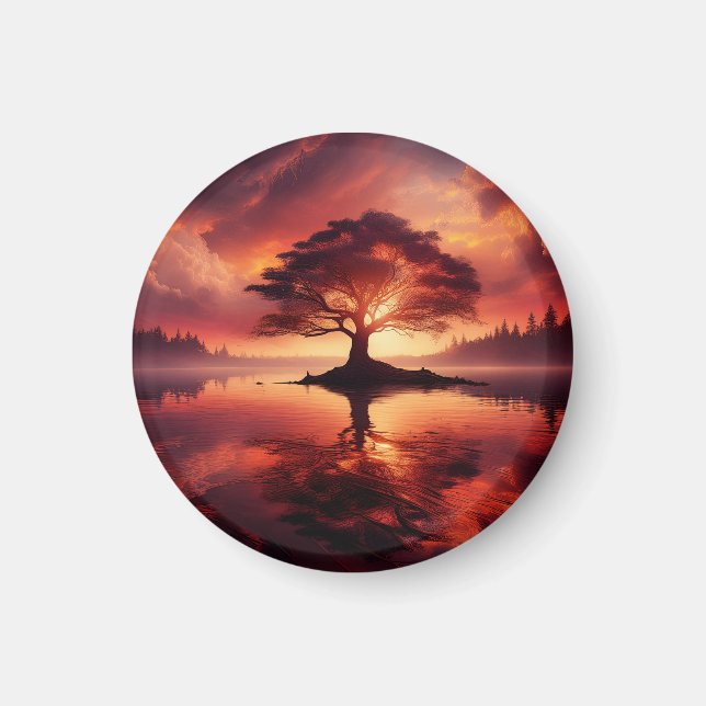 Imán Hermoso Paisaje Sunset Con Reflexiones (Frente)