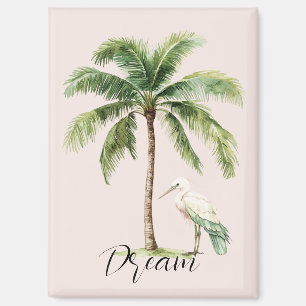Imán Hermoso pájaro de palma tropical melocotón
