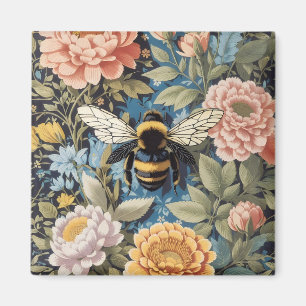 Imán Hermoso Pastel Floral y Bumblebee