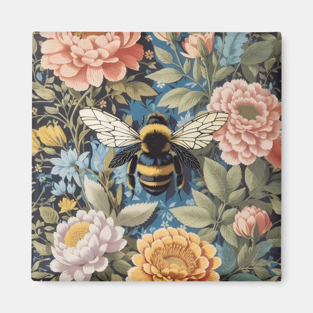 Imán Hermoso Pastel Floral y Bumblebee (Frente)