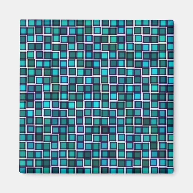 Imán Hermoso patrón de mosaico abstracto en azul (Frente)