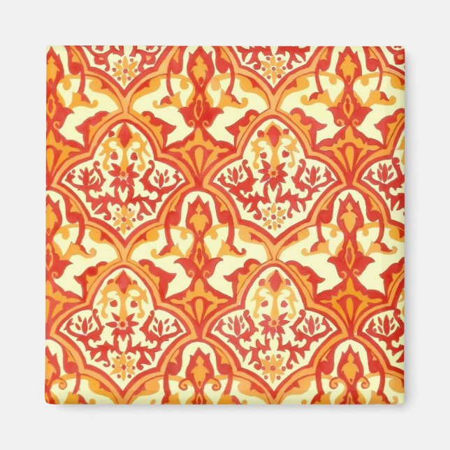 IMÁN HERMOSO PATRÓN - ROJO Y NARANJA (Frente)
