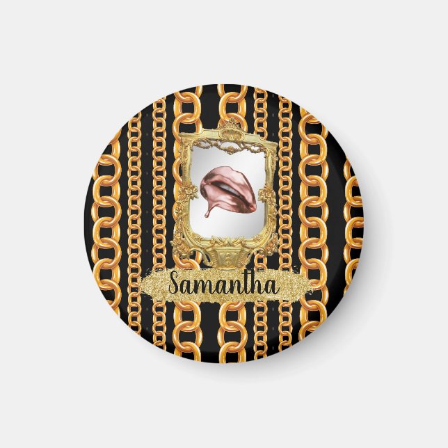 Imán Hermoso Personalizado de Moda elegante de oro (Frente)