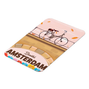 Imán Hermoso póster de viaje en bicicleta por Ámsterdam