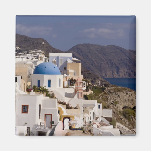 Imán Hermoso pueblo de Oia con edificios blancos (Frente)