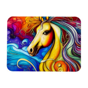 Imán Hermoso retrato de caballo arco iris