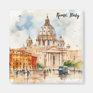 Imán Hermoso Roma Italia Pintura Acuarela