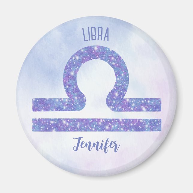 Imán Hermoso Rótulo de Astrología Libra Personalizado P (Frente)