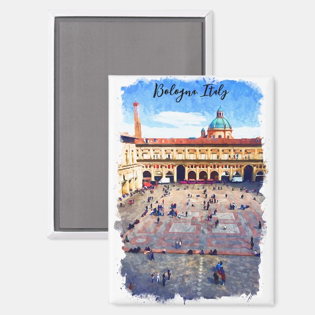 Imán Hermoso viaje acuático por Bolonia Italia (Anverso/Reverso)