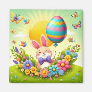 Imán Hermoso y colorido conejito de Pascua