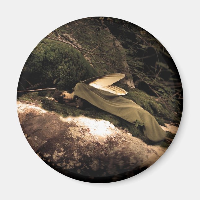 Imán Hermoso y Soñador Woods Fairy Round Magnet (Frente)