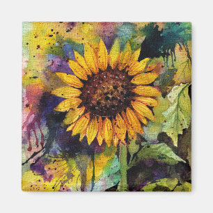 Imán Hermosos girasoles en acuarela