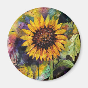 Imán Hermosos girasoles en acuarela