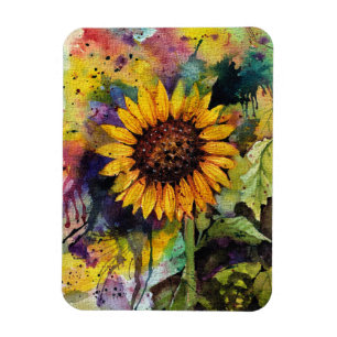 Imán Hermosos girasoles en acuarela