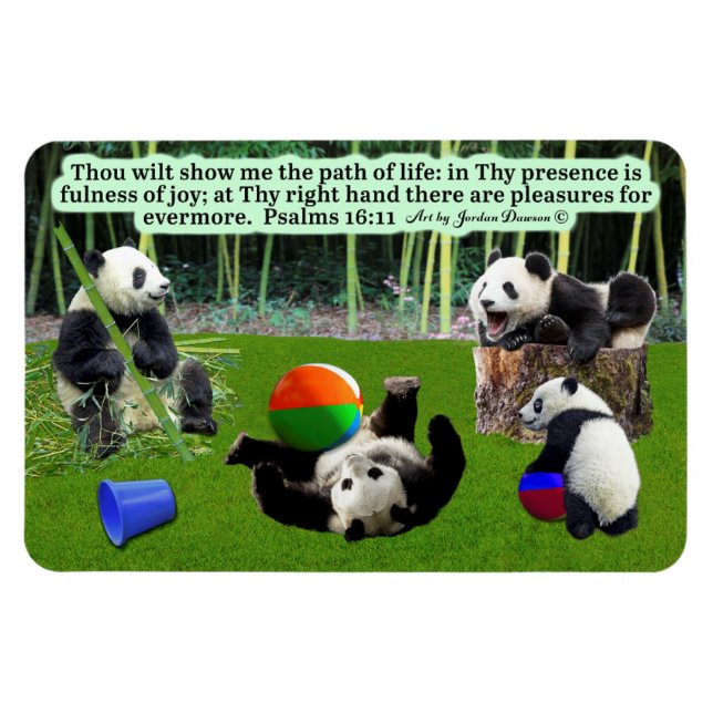 Imán Hermosos Salmos Magníficos Panda Scripture 16:11 (Horizontal)