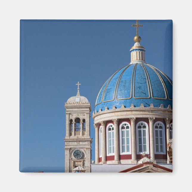 Imán Hermoupolis, isla de Syros, Grecia. Cúpula azul de (Frente)