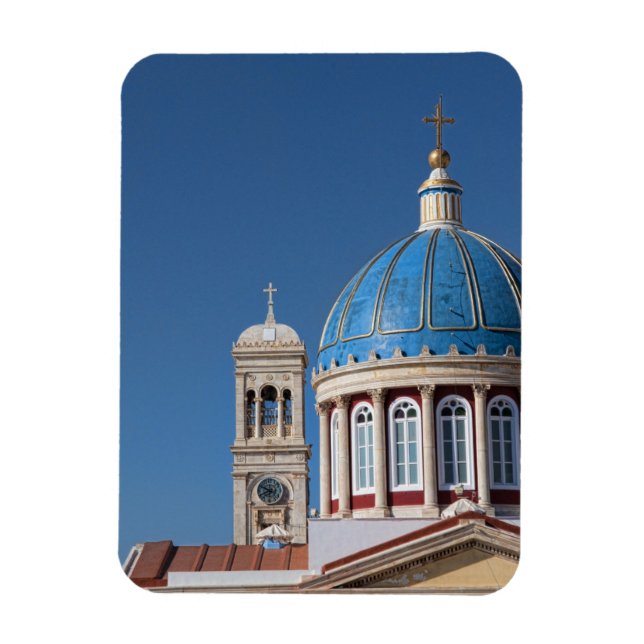 Imán Hermoupolis, isla de Syros, Grecia. Cúpula azul de (Vertical)