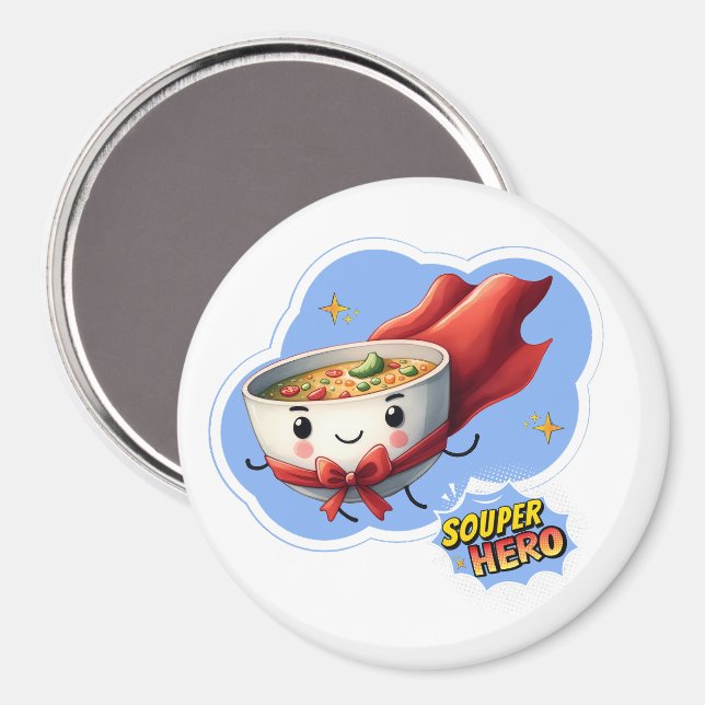Imán Héroe de alma, píun de sopa de super héroe | (Anverso/Reverso)
