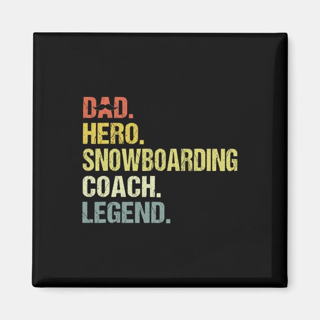 Imán Héroe de papá entrenador de snowboard Funny Snowbo (Frente)