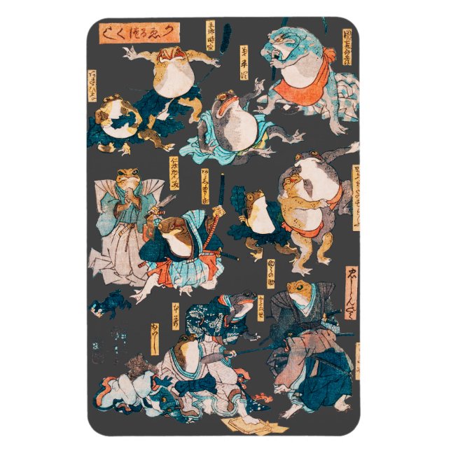 Imán Héroe del anime ukiyo-e de Frog Woodblock japonés (Vertical)