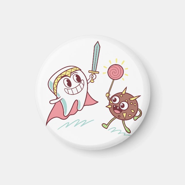 Imán Héroe dental vs bacterias Monster Diversión Person (Frente)