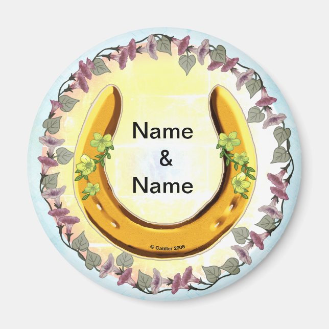 Imán Herradura de las flores azules de Amish (Frente)