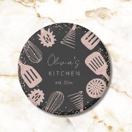 Imán Herramientas de cocina Rosa Purpurina de oro perso