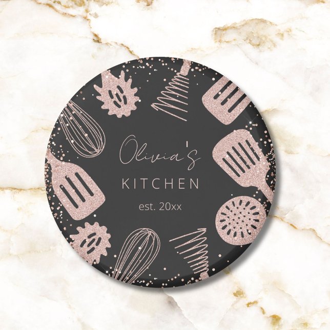 Imán Herramientas de cocina Rosa Purpurina de oro perso (Close up)