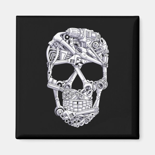 Imán Herramientas mecánicas Skull Garage Halloween Cost (Frente)