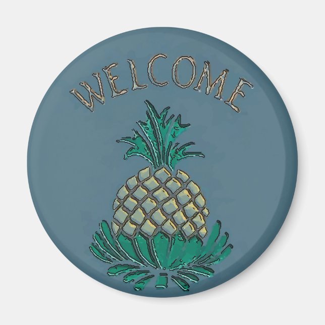 Imán Hex Rótulo Bienvenida Pineapple (Frente)