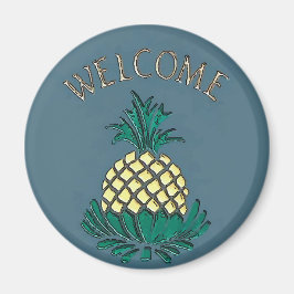 Imán Hex Rótulo Bienvenida Pineapple