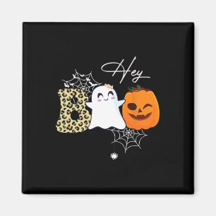 Imán Hey Boo Cute Ghost Pumpkin Face Halloween